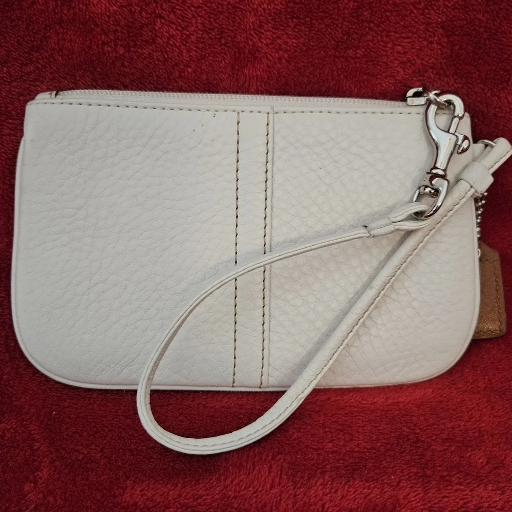 Coach Elegant White Leather Phone Wristlet